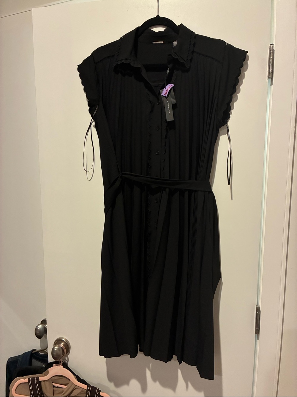 Tahari Black Mini Dress with Scalloped Trim
